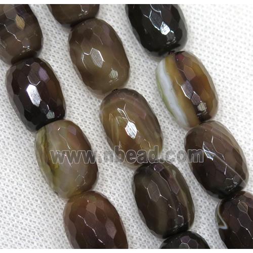 coffee Agate beads, faceted barrel