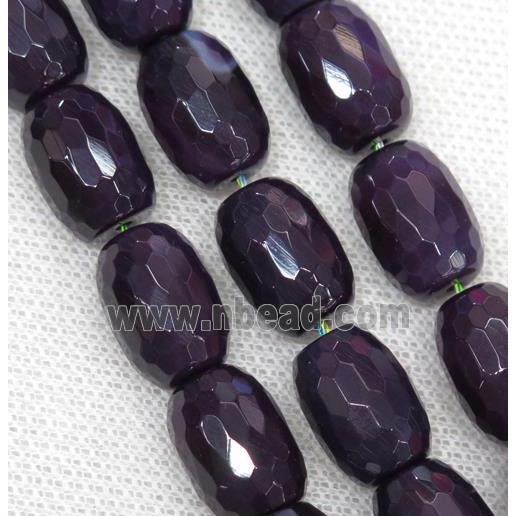 deep purple Agate beads, faceted barrel