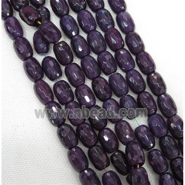 deep purple Agate beads, faceted barrel