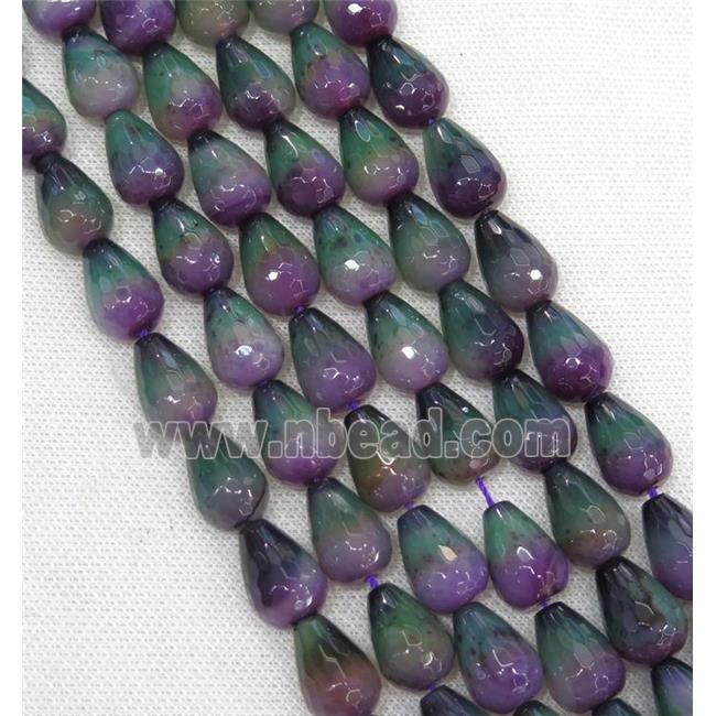 dichromatic Agate beads, faceted teardrop