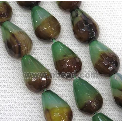 multicolor Agate beads, faceted teardrop