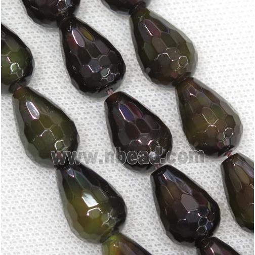 Agate beads, faceted teardrop