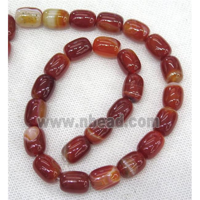 red Agate barrel Beads