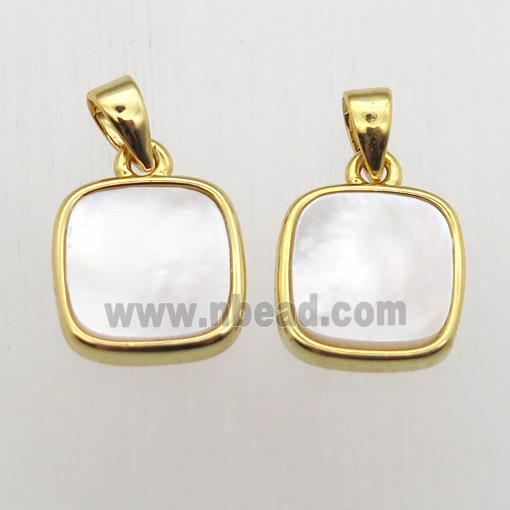 white Pearlized Shell square pendant