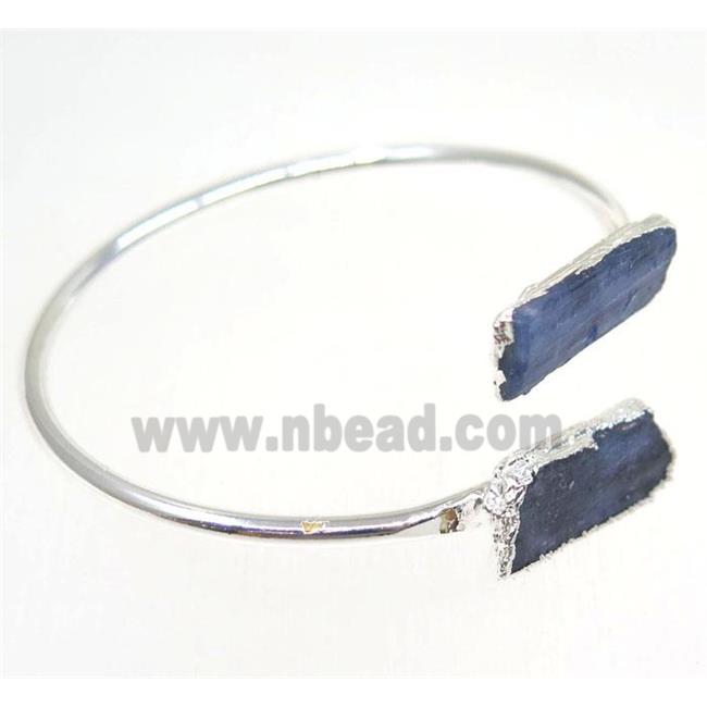 kyanite bangle, copper, silver plated