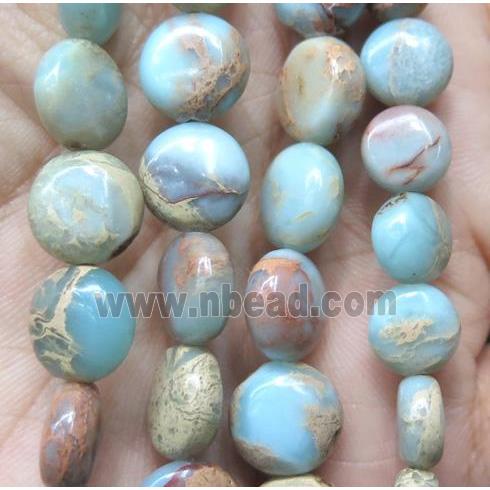 SnakeSkin jasper bead, flat round