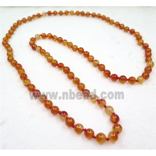 red Carnelian Agate beads knot Necklace Chain