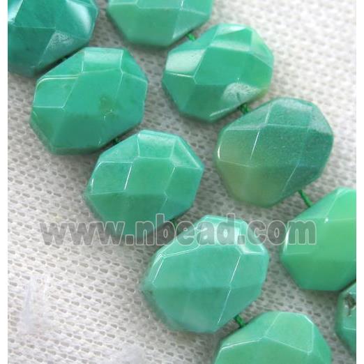 green Grass Agate beads, faceted rectangle