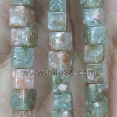 Chinese Unakite cube beads