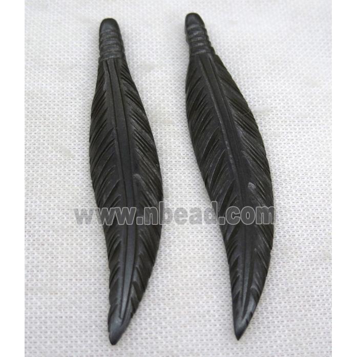 black bone feather pendant