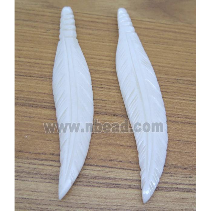 white bone feather pendant