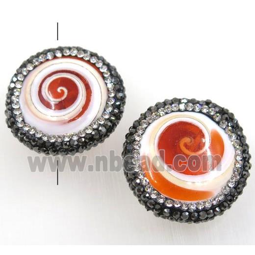 shell bead paved rhinestone