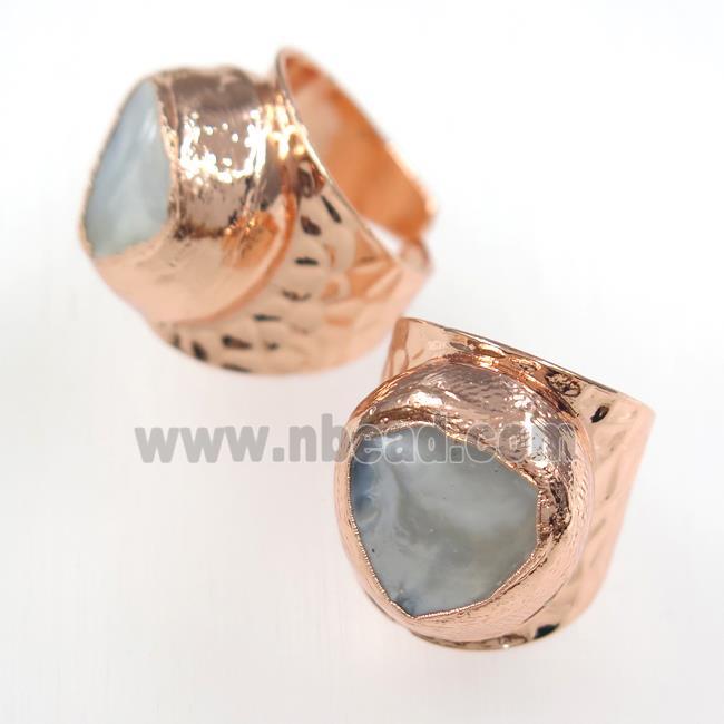 Pearl Copper Rings Rose Gold