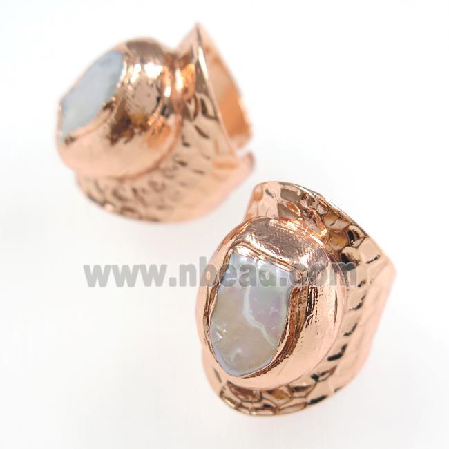 Pearl Copper Rings Rose Gold