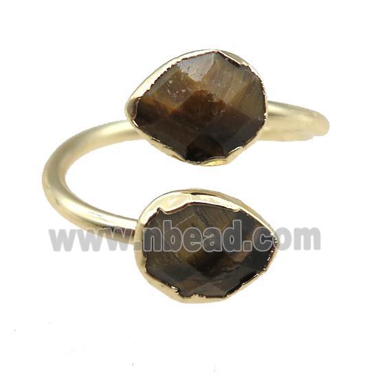 Tiger eye stone Rings, gold plated