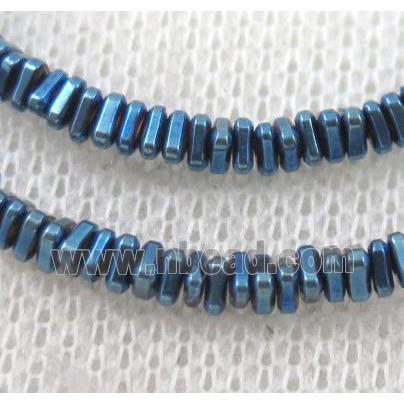 hematite beads, triangle, green electroplated