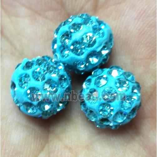 Fimo bead with rhinestone, aqua
