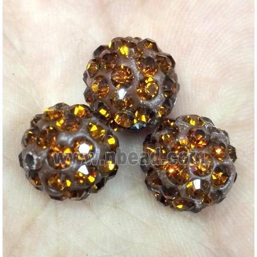 Fimo bead with rhinestone, coffee
