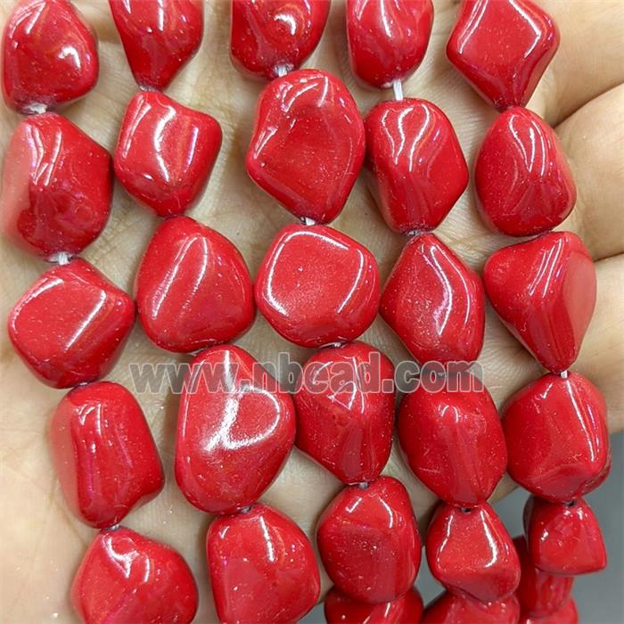 Pearlized Shell Beads Freeform Red Dye