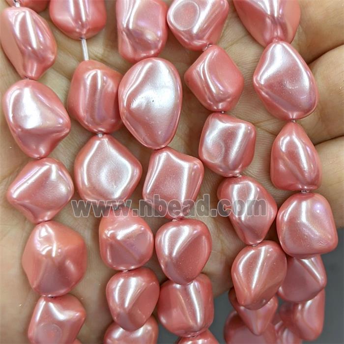 Pearlized Shell Beads Freeform Pink Dye