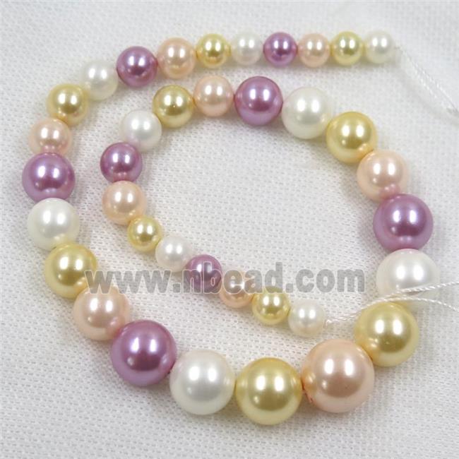 Pearlized Shell graduated Beads, round, mix color