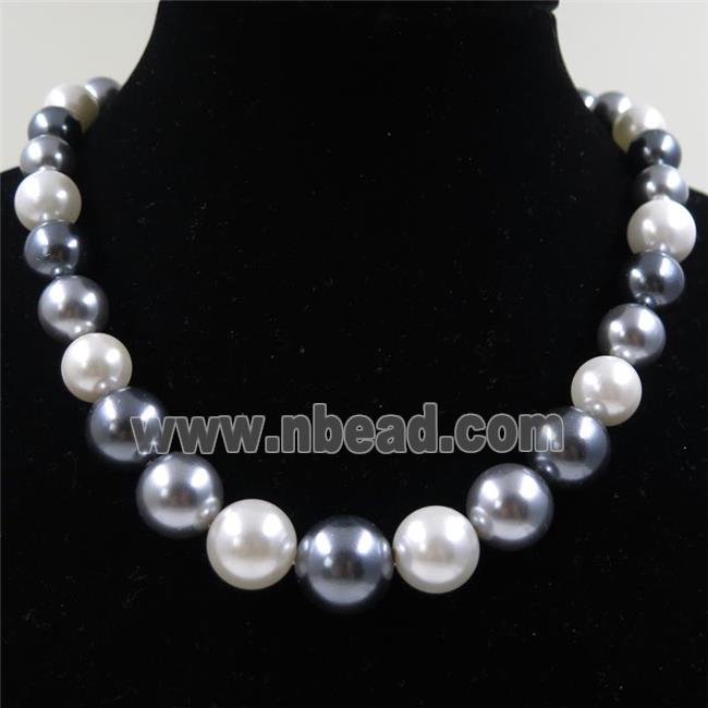 Pearlized Shell graduated Beads, round, mix color
