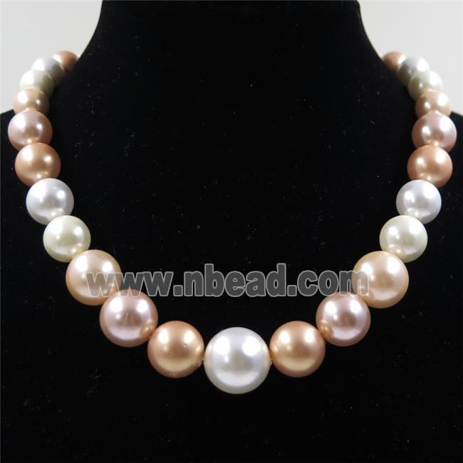 Pearlized Shell graduated Beads, round, mix color