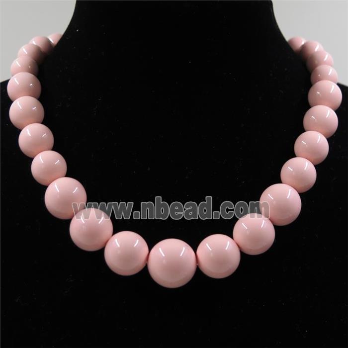 pink Pearlized Shell graduated Beads, round