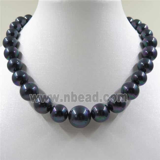 darkrainbow Pearlized Shell graduated Beads, round