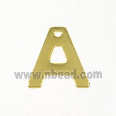 stainless steel letter A pendant, gold plated