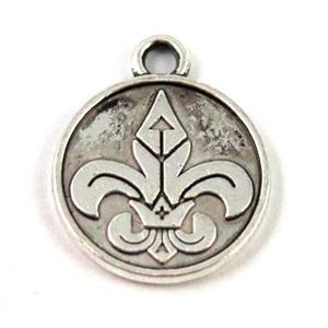 Tibetan silver pendant, non-nickel, approx 15mm dia