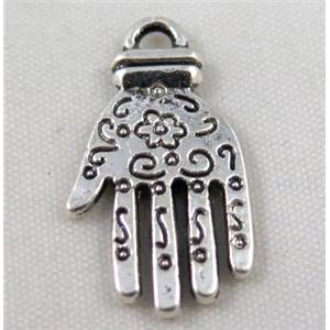 Tibetan silver hamsahand pendant, Non-nickel, approx 14x24mm