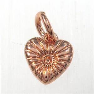 copper heart pendants, rose gold, approx 8mm