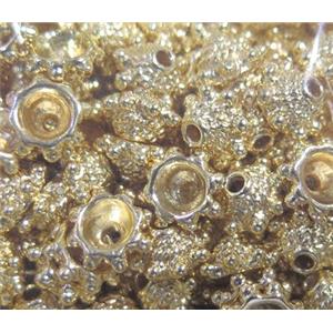 Colorfast copper beadcaps, gold plated, approx 8mm dia