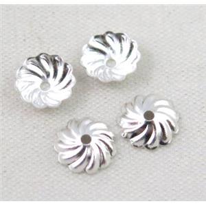 copper beadcaps, silver plated, approx 7mm dia