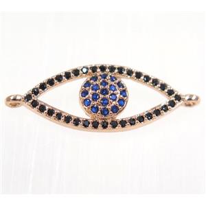 copper eye charm connector paved zircon, rose gold, approx 10x20mm