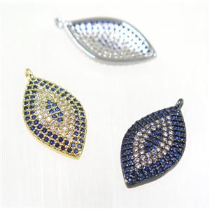 copper oval eye pendant paved zircon, mix color, approx 12x18mm