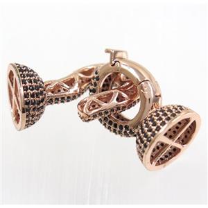 copper clasp paved zircon, rose gold, approx 14-38mm