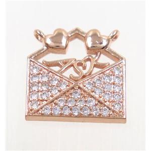 copper pendant paved zircon, rose gold, approx 15x15mm