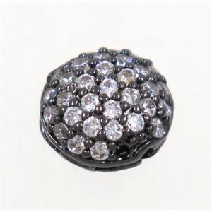 copper spacer beads paved zircon, black plated, approx 8.5mm dia