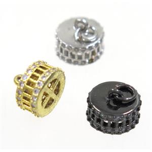 copper Colosseum pendant paved zircon, mix color, approx 5x10.5mm