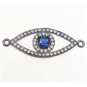 copper eye connector paved zircon, black plated, approx 10-22mm