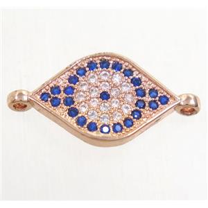 copper eye connector paved zircon, rose gold, approx 10-14mm
