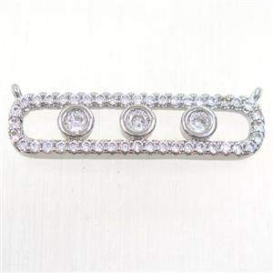 copper trafficlight pendant paved zircon with 2loops, platinum plated, approx 8-32mm