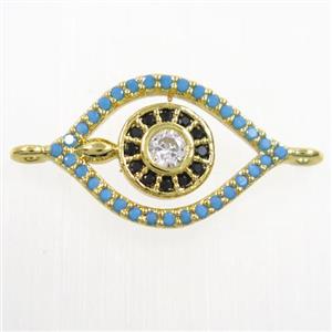 copper eye connector paved zircon, gold plated, approx 12-18mm