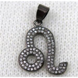copper pendant pave zircon, black plated, approx 17x22mm