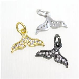 Copper Mermaid Tail Pendant Pave Zircon Mixed, approx 6-13.5mm