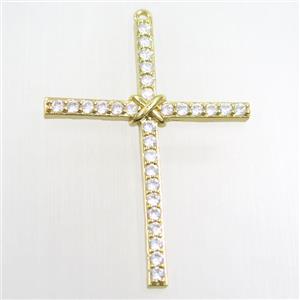 copper cross pendant paved zircon, gold plated, approx 37-52mm