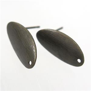 copper earring studs with loop, oval, bronze plated, approx 9-18mm