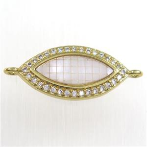 copper eye connector paved zircon, gold plated, approx 10-20mm